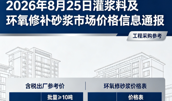 桂东2026年8月25日灌浆料及环氧修补砂浆市场价格信息通报